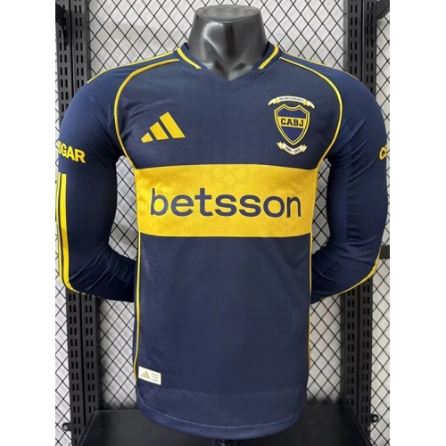 25/26 Boca Juniors Home Player Version Long Sleeve Soccer Jersey（两袖CETROGAR)