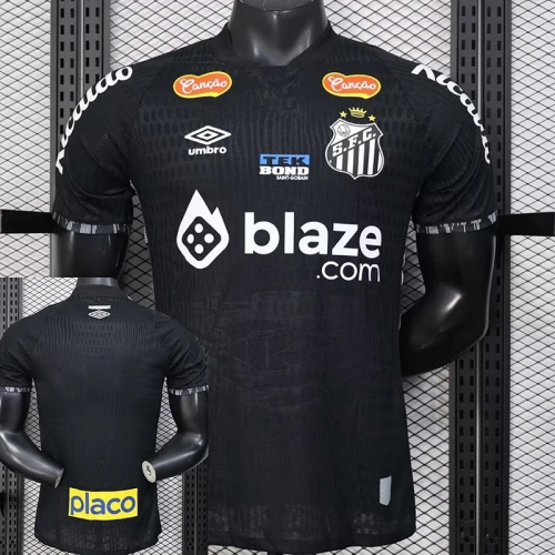 25/26 Santos FC Special Edition Black Player Version Soccer Jersey（胸前blaze广告）