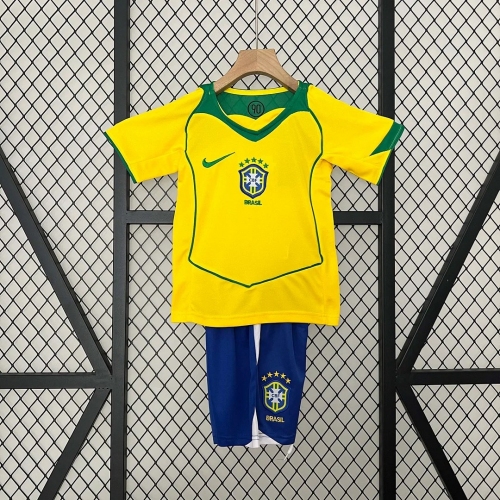 2004 Retro Brazil Home Soccer Jersey Kids Size