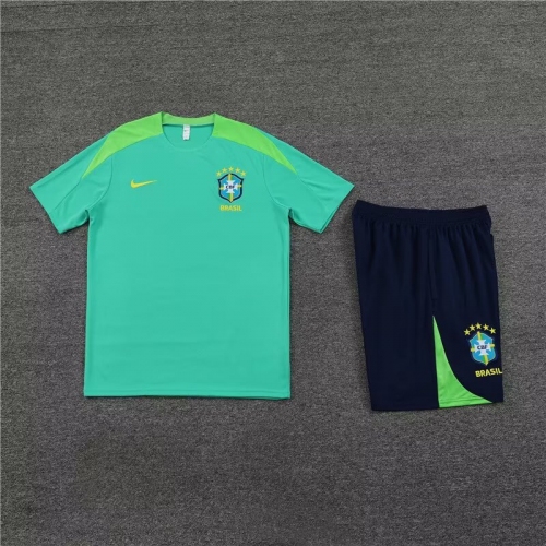 2025 Brazil Training Suit Special Edition Green Soccer Jersey Kids Size