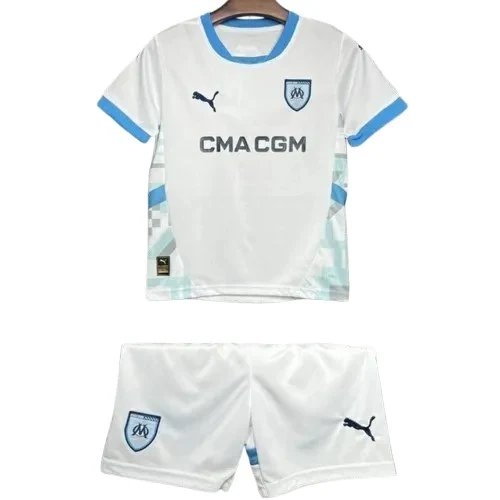 24-25 Marseilles Home Soccer Kids Kit Jersey+Shorts