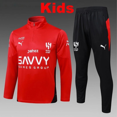 25/26 Al Hilal Red Kids Half Pull Tracksuit #E25170(半拉链童装)