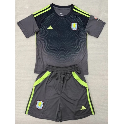 25/26 Aston Villa Goalkeeper Black Kids Soccer Jersey