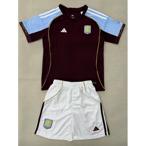 25/26 Aston Villa Home Kids Soccer Jersey