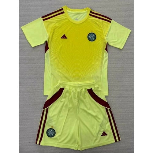 25/26 Celtic Goalkeeper Yellow Kids Soccer Jersey
