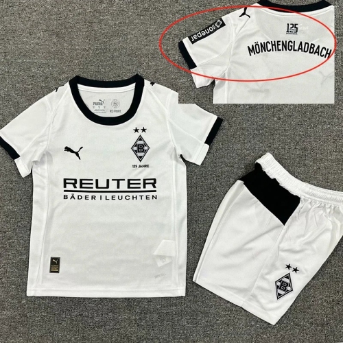 25/26 Monchengladbach Home Kids Soccer Jersey(左袖广告）