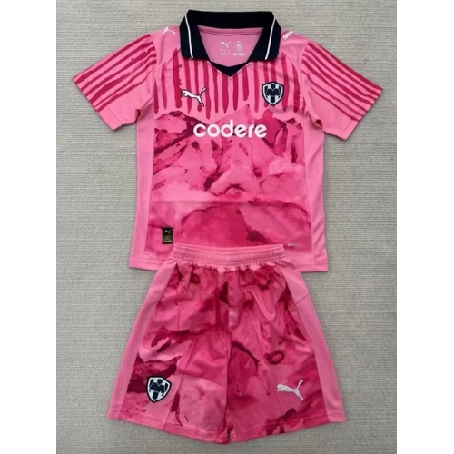 25/26 Monterrey Goalkeeper Pink Kids Soccer Jersey