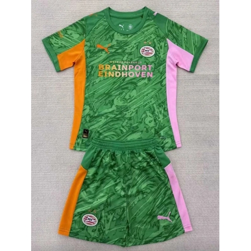 25/26 PSV Goalkeeper Green Kids Soccer Jersey