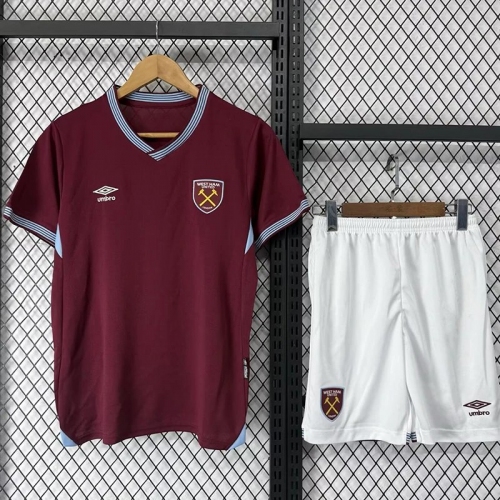 25/26 West Ham Home Kids Soccer Jersey