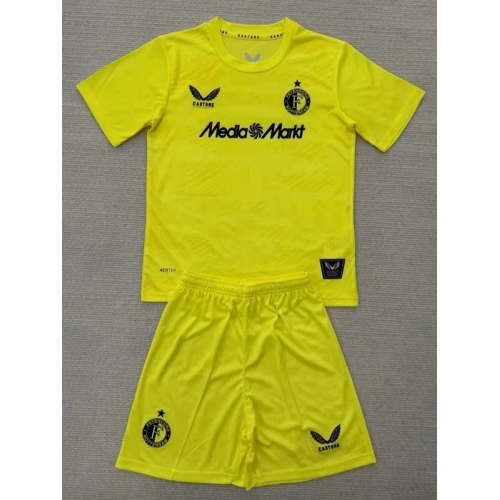 25/26 feyenoord Goalkeeper Yellow Kids Soccer Jersey
