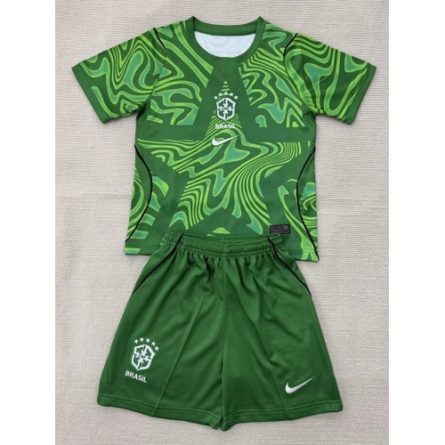 26/27 Brazil Goalkeeper Green Kids Soccer Jersey