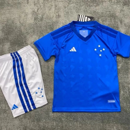 26/27 Cruzeiro Home Kids Soccer Jersey