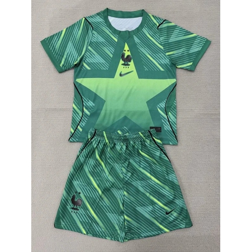 26/27 France Goalkeeper Green Kids Soccer Jersey