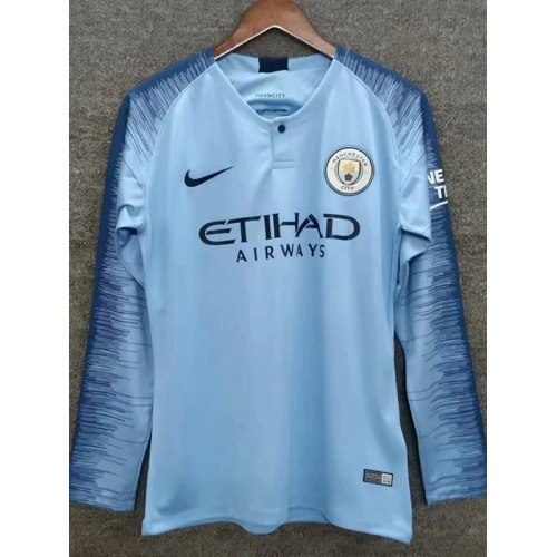 2019 Man City Away Long Sleeve Retro Soccer Jersey