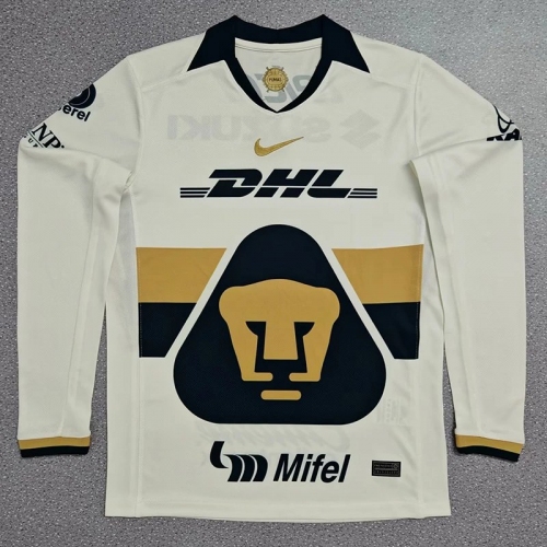 25/26 Pumas UNAM Home Long Sleeve Fans Soccer Jersey（长袖）