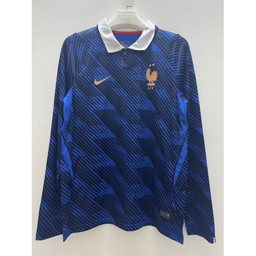 26/27 France Home Long Sleeve Soccer Jersey