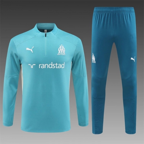2024/2025 Olympique de Marseille Half-pull Training Suit Lake Green Football Jersey