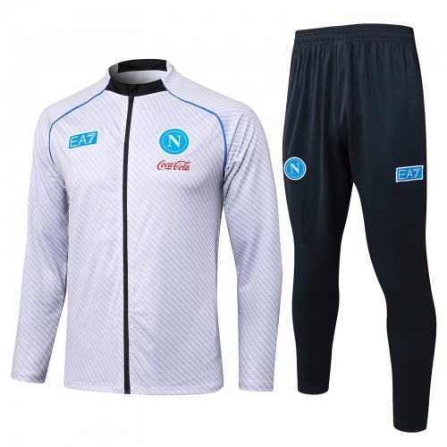 2025/2026 Napoli Full-Zip Training Suit Light Grey Set