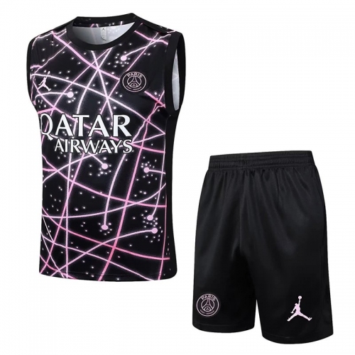 25/ 26 PSG Black network Tank top and shorts suit#D25124