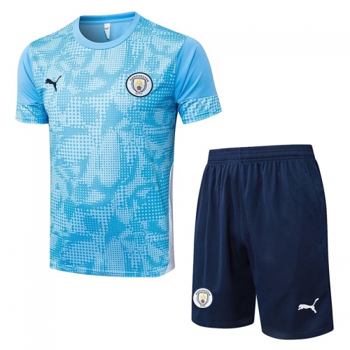 25/26 Man City Light Blue Inkjet Training Short Suit#D25219