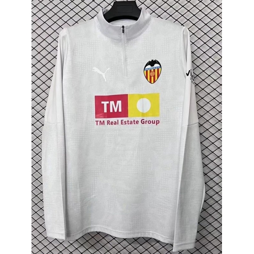 25/26 Valencia White Half Pull Tracksuit Tops (半拉链)