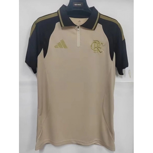 26/27 Flamengo Beige Polo Shirts#半拉链