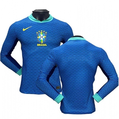 Authentic Soccer Jersey Brazil Away Shirt Long Sleeve 2024