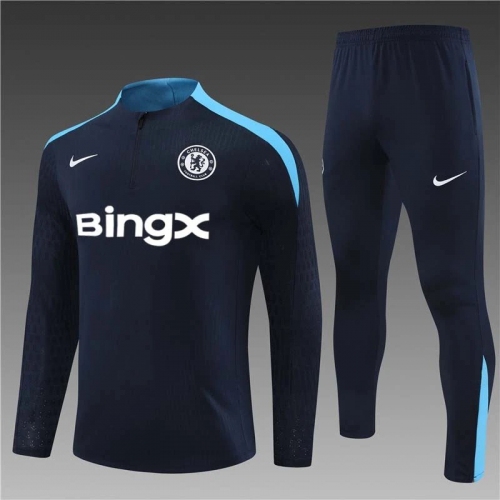 2024/2025 Chelsea Half-Pull Training Suit Dark Blue Football Shirt Set