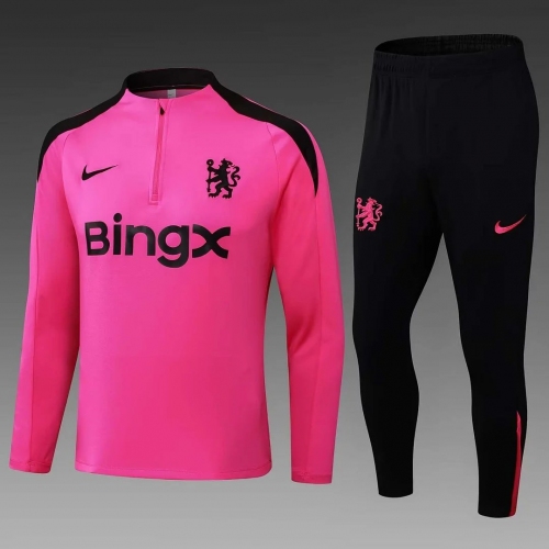 2024/2025 Chelsea Half-Pull Training Suit Pink Football Shirt Set