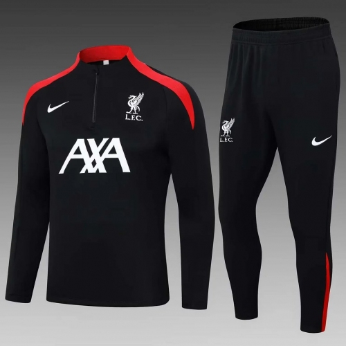 2024/2025 Liverpool Half-Pull Training Suit Black Jersey Set