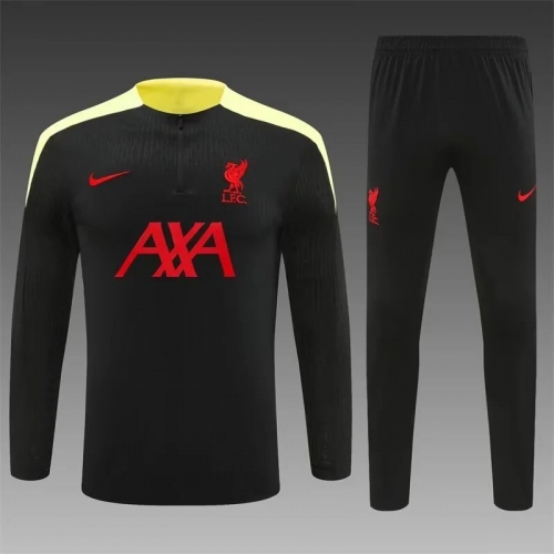 2024/2025 Liverpool Half-Pull Training Suit Yellow And Black Jersey Set