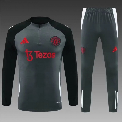 2024/2025 Manchester United Half-Pull Training Suit Dark Grey Football Shirt