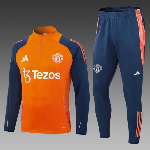 2024/2025 Manchester United Half-Pull Training Suit orange Football Shirt