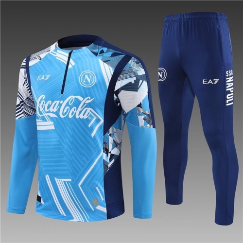 2024/2025 Napoli Pre-Match Half-Pull Training Suit Blue football Jersey
