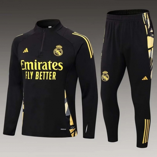 2024/2025 Real Madrid Half-Pull Training Suit Black Football Shirt