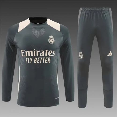 2024/2025 Real Madrid Half-Pull Training Suit Dark Grey Football Shirt