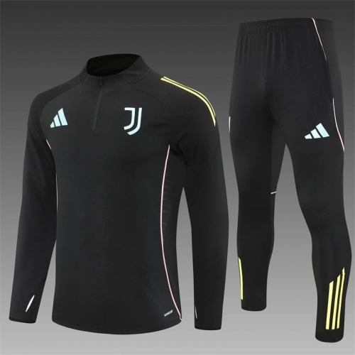 2025/2026 Juventus Half-Pull Training Suit Black Football Shirt