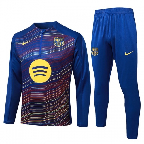 25/26 BAR Diagonal inkjet Blue Half Pull Tracksuit# B25106 (半拉链)
