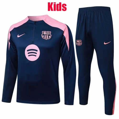 25/26 BAR Royal Blue Kids Half Pull Tracksuit #E25142 (童装粉肩半拉链)