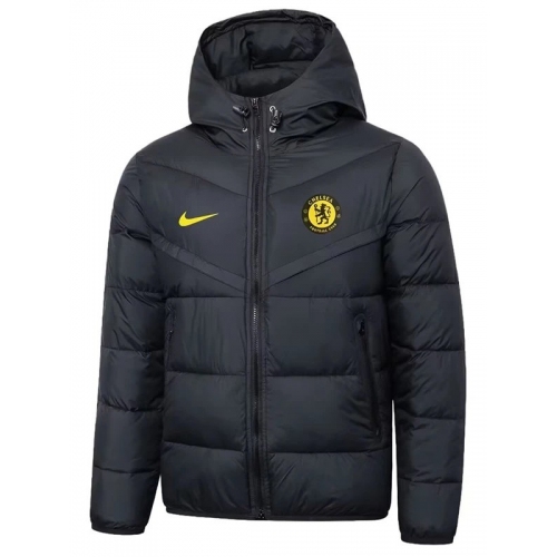 25/26 CHE Black Hooded Cotton Coat 连帽棉衣