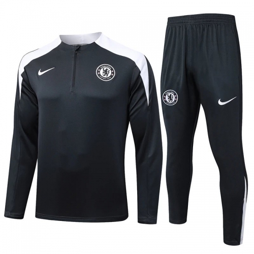 25/26 CHE Dark Grey Half Pull Tracksuit#B2577 (半拉链)