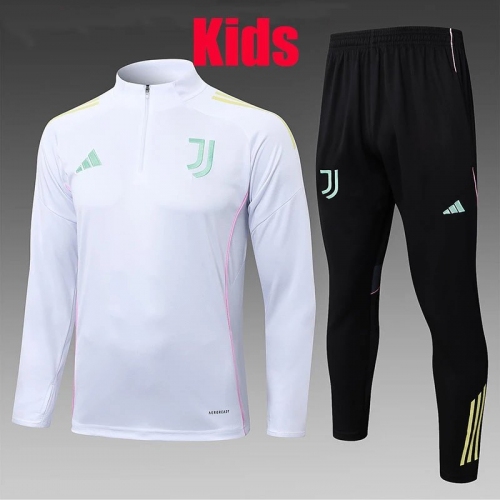 25/26 JUV White Kids Half Pull Tracksuit #E25117 (童装半拉链)