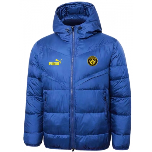 25/26 Man City Gold Logo Blue Hooded Cotton Coat 连帽棉衣