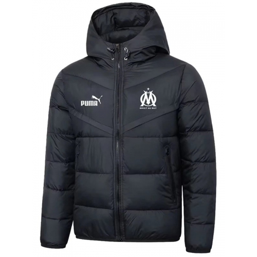 25/26 Marseille Black Hooded Cotton Coat 连帽棉衣