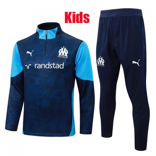 25/26 Marseille Royal Blue Kids Half Pull Tracksuit#B25127 (半拉链)