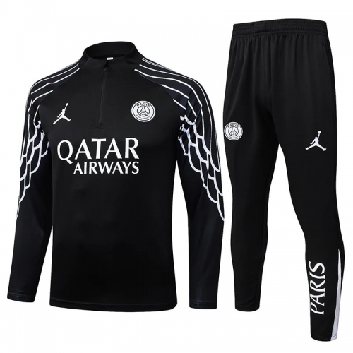 25/26 PSG Black Inkjet Half Pull Tracksuit #B2573 (半拉链)