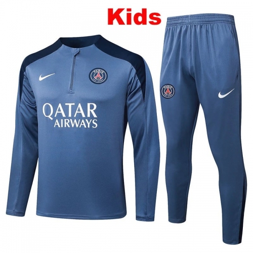 25/26 PSG Grey Kids Half Pull Tracksuit#E25175 (童装半拉链)