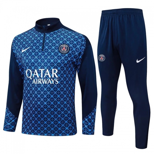 25/26 PSG Grid inkjet Royal Blue Half Pull Tracksuit #B2566 (半拉链)