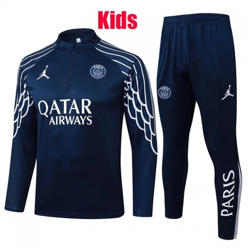 25/26 PSG Royal Blue Inkjet Kids Half Pull Tracksuit#E25154 (童装半拉链)