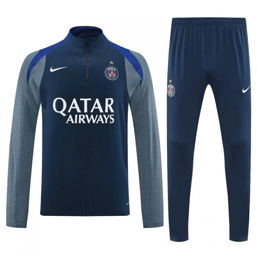 25/26 PSG Royal Blue& Grey Half Pull Tracksuit (半拉链)